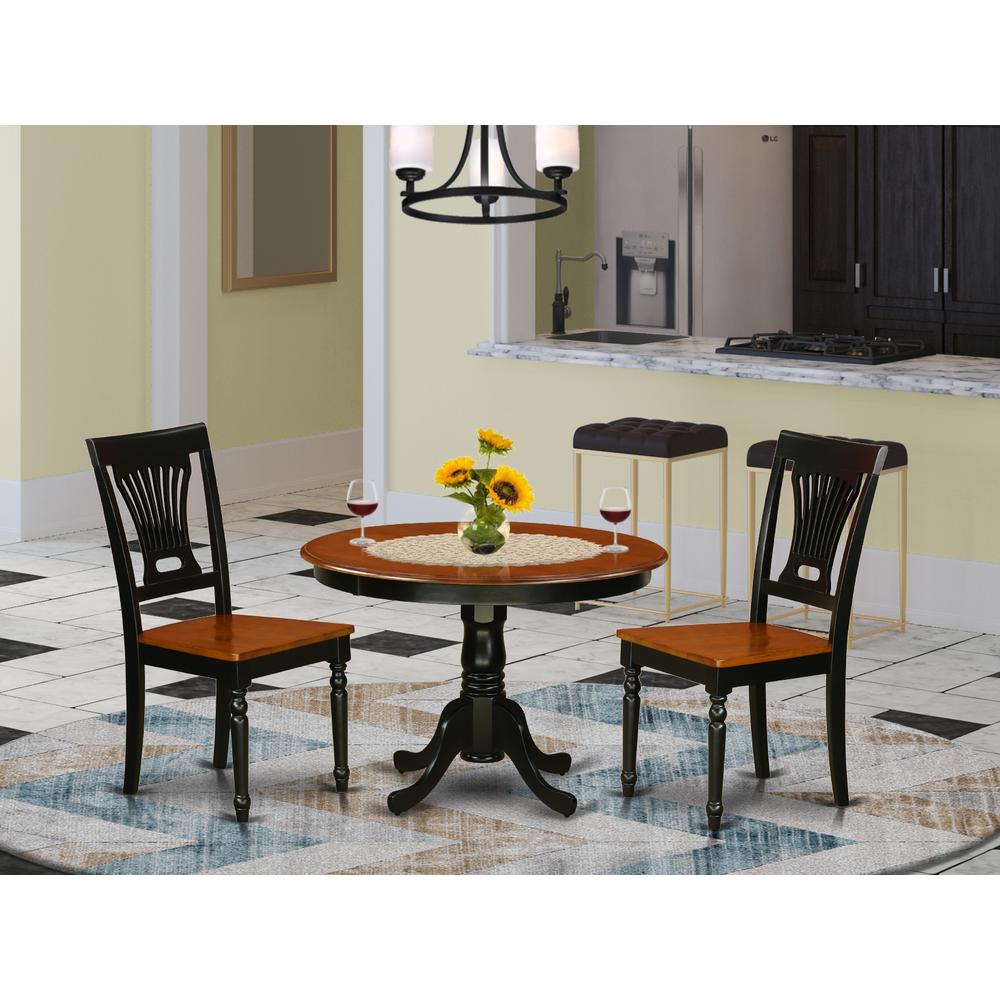 3  Pc  set  with  a  Round  Dinette  Table  and  2  Wood  Kitchen  Chairs  in  Black  and  Cherry  .. Picture 1