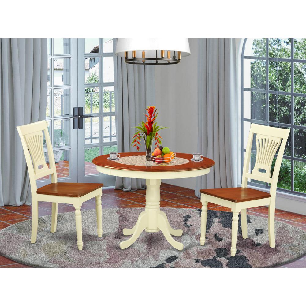 3  Pc  set  with  a  Round  Dinette  Table  and  2  Wood  Dinette  Chairs  in  Buttermilk  and  Cherry  .. Picture 1