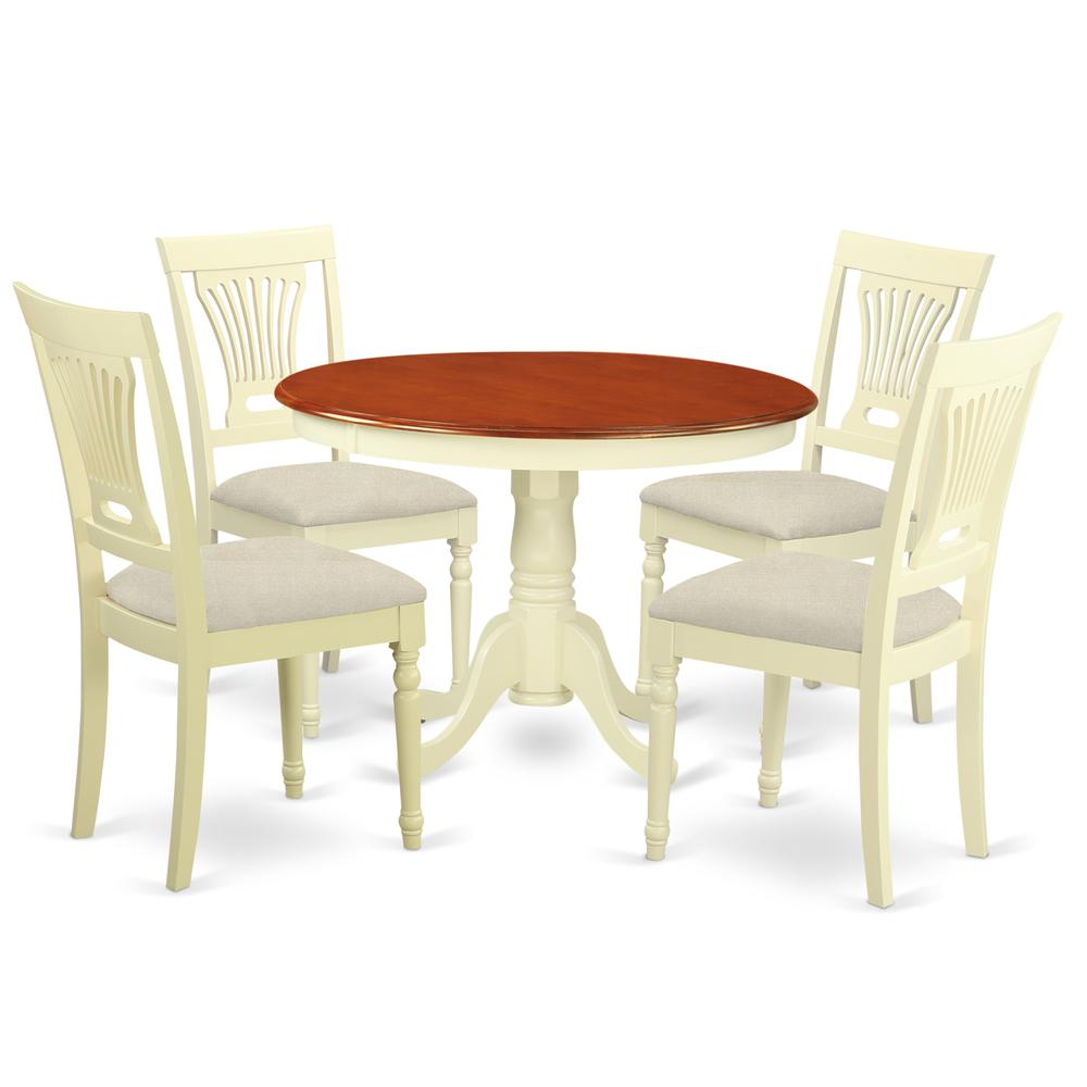 HLPL5-BMK-C 5 Pc set with a Dining Table and 4 Dinette Chairs in Buttermilk and Cherry .. Picture 1