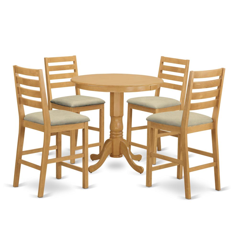 JACF5-OAK-C 5 Pc counter height Dining room set - high Table and 4 counter height Chairs.. Picture 1