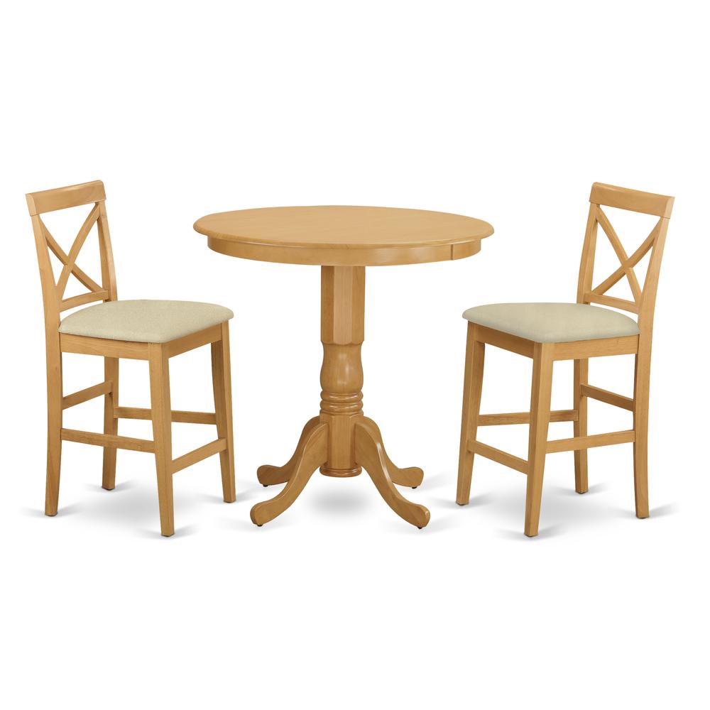 JAPB3-OAK-C 3 Pc counter height set-pub Table and 2 Dining Chairs.. Picture 1