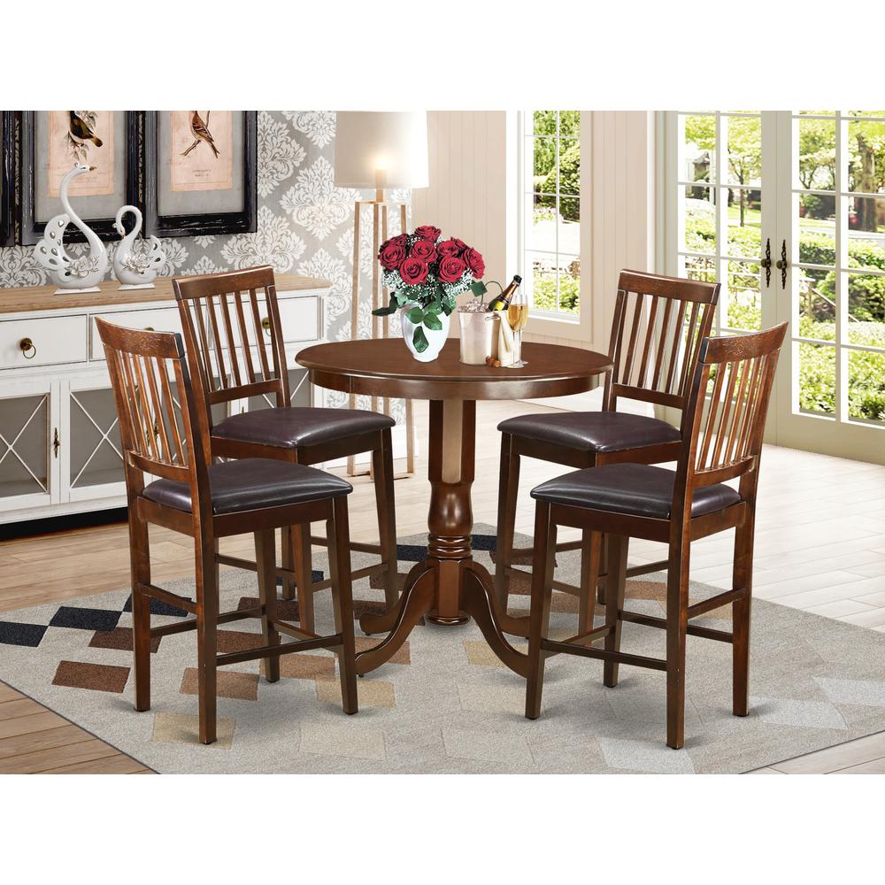 5  Pc  pub  Table  set  -  high  Table  and  4  bar  stools  with  backs.. Picture 1