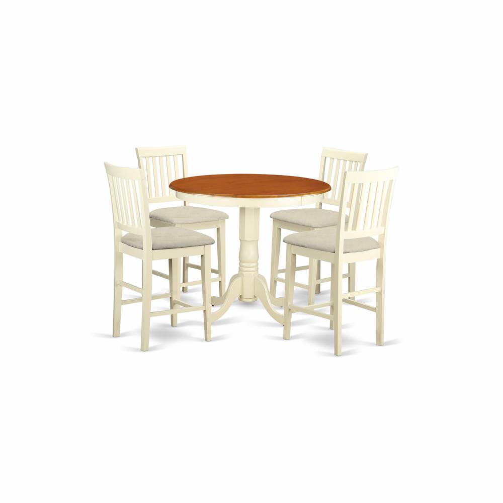 JAVN5-WHI-C 5 Pc counter height Dining room set - Dinette Table and 4 bar stools.. Picture 1
