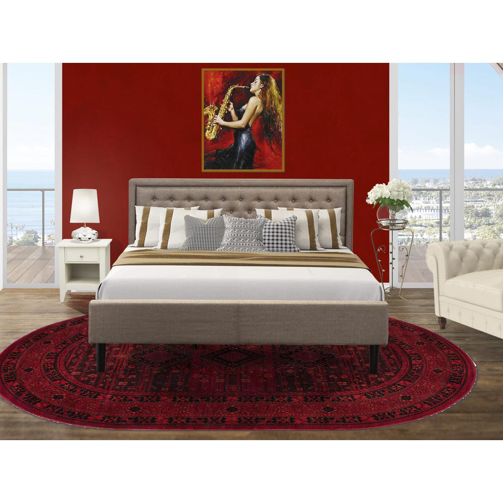 KD16K-1GA0C 2 Pc King Size Bed Set - King Size Bed Dark Khaki Headboard with 1 Night Stand - Black Finish Legs. Picture 1