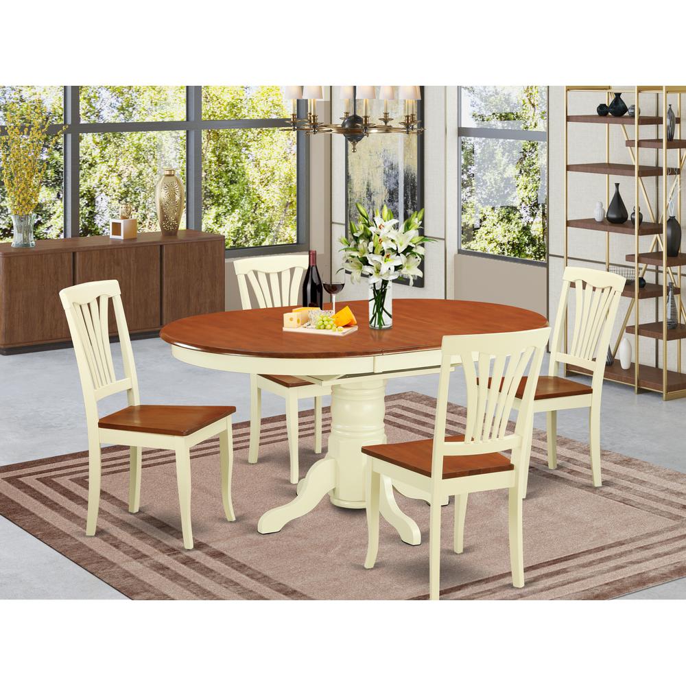 5  Pc  Dining  room  set  for  4-Oval  Dining  Table  with  Leaf  and  4  Dining  Chairs. The main picture.
