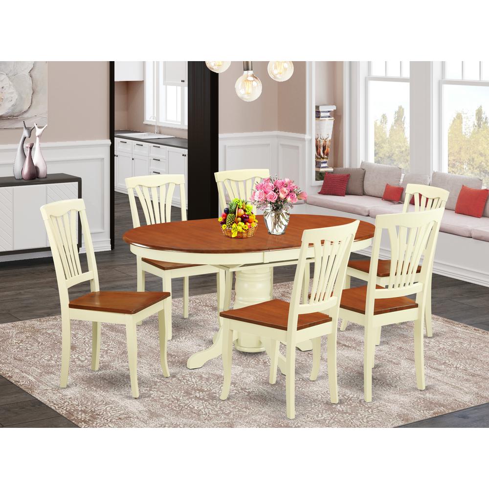 7  PC  Dining  set-Oval  Dining  Table  with  Leaf  and  Dining  Chairs.. Picture 1