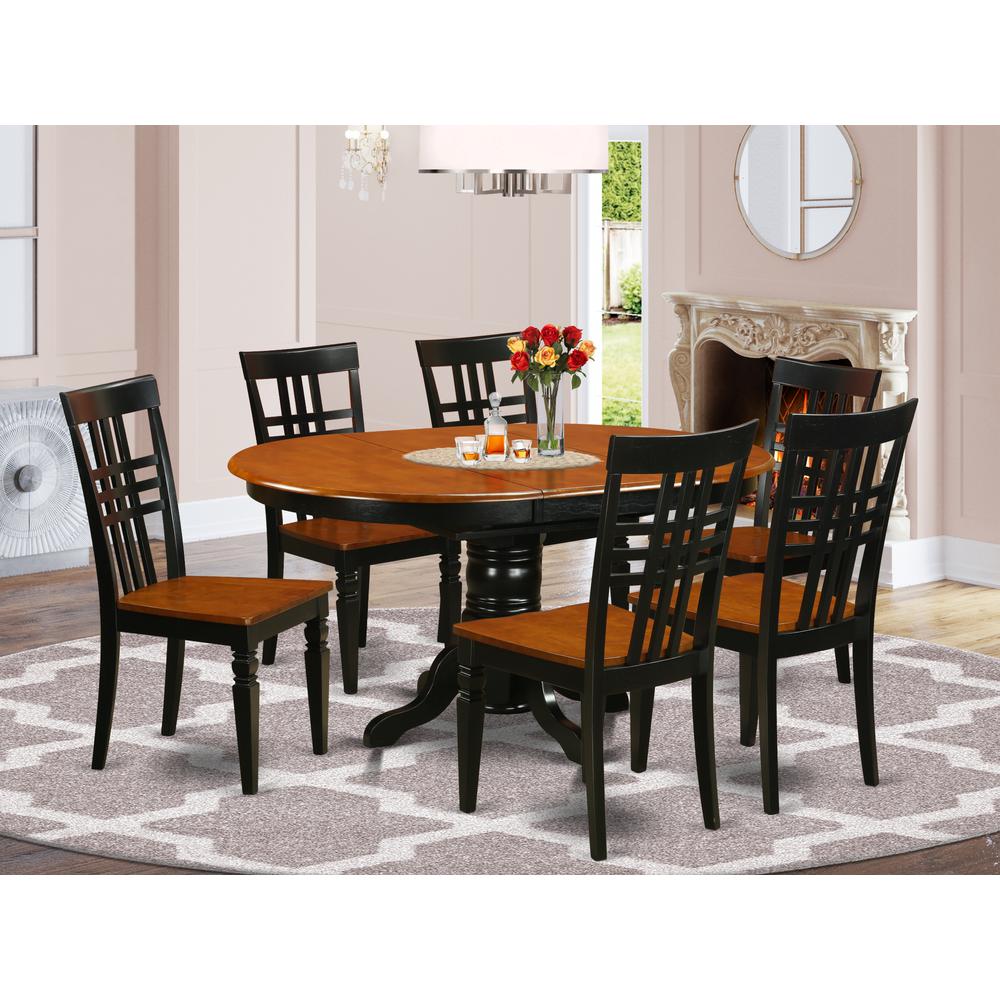7  Pc  Dinette  set  with  a  Kenley  Table  and  6  Dining  Chairs  in  Black  and  Cherry. Picture 1