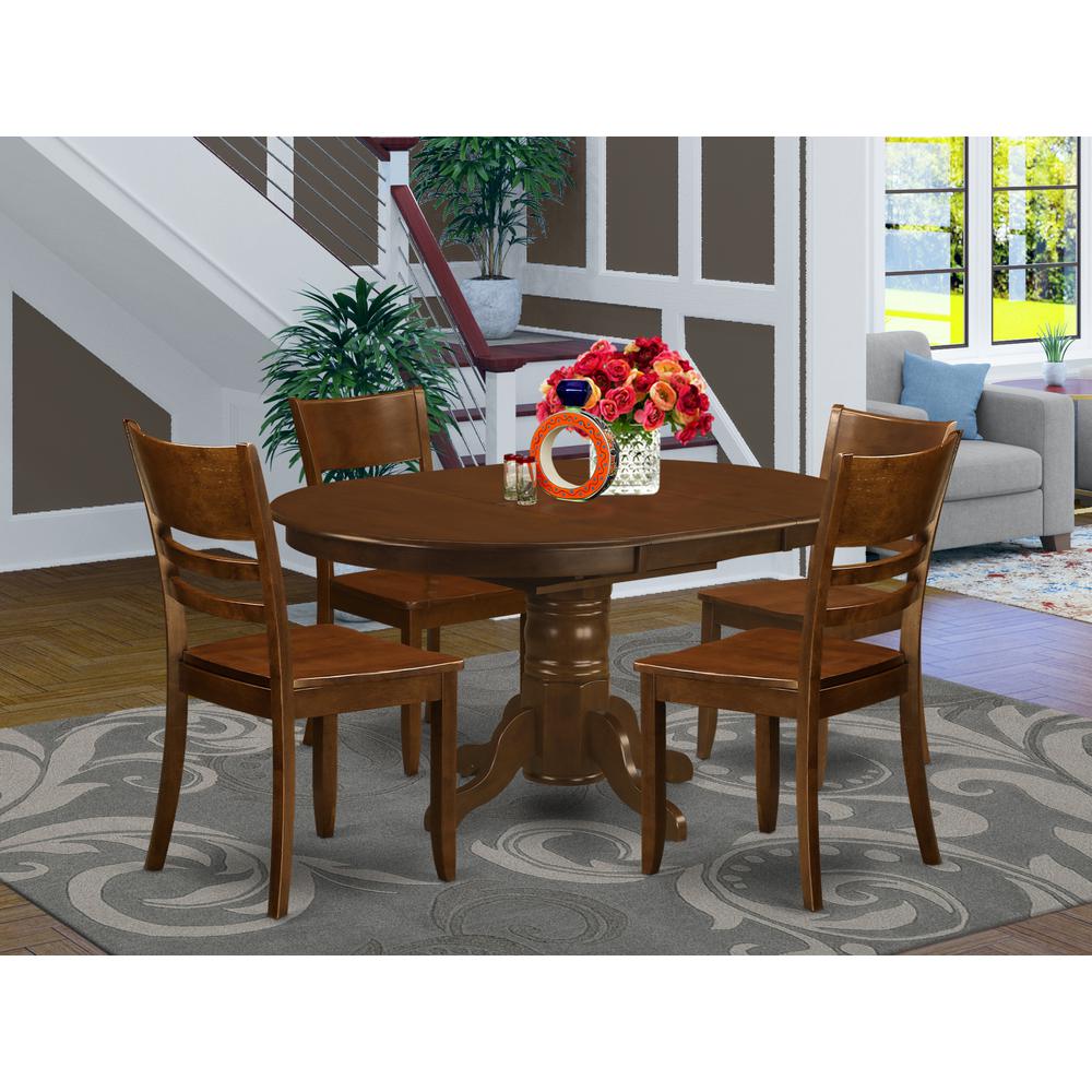 5  Pc  Kenley  Dinette  Table  with  a  Leaf  and  4  Wood  Seat  Chairs. Picture 1