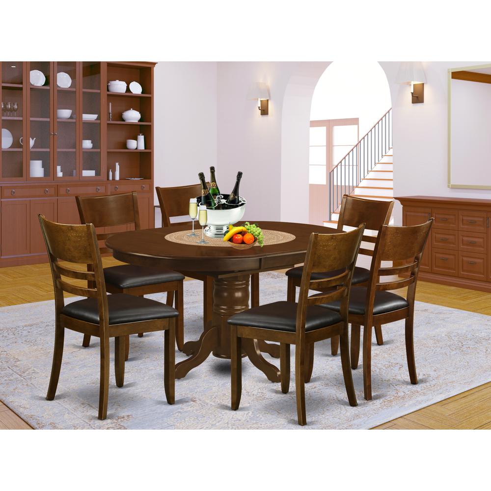 7  Pc  set  Kenley  with  a  Leaf  and  6Padded  Leather  Kitchen  Chairs  in  Espresso  .. Picture 1