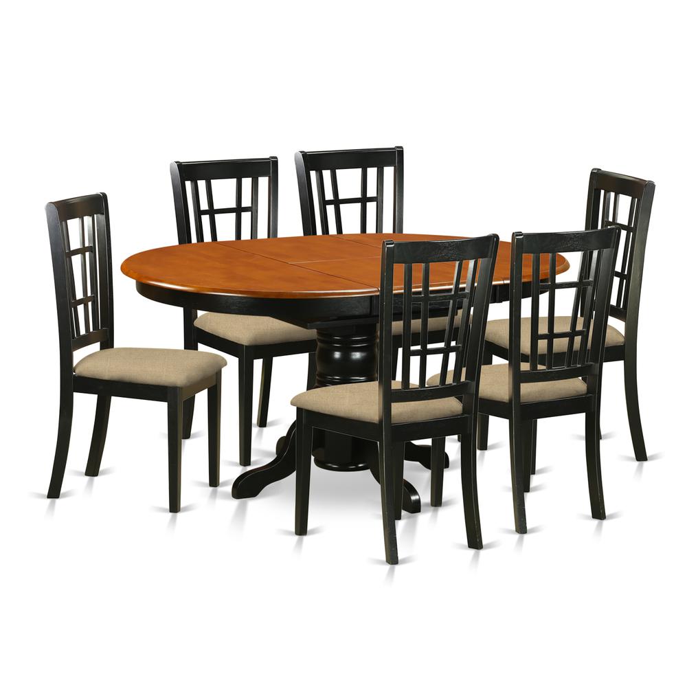 KENI7-BCH-C 7 PC Kitchen Table set-Dining Table and 6 Wooden Kitchen Chairs. Picture 1