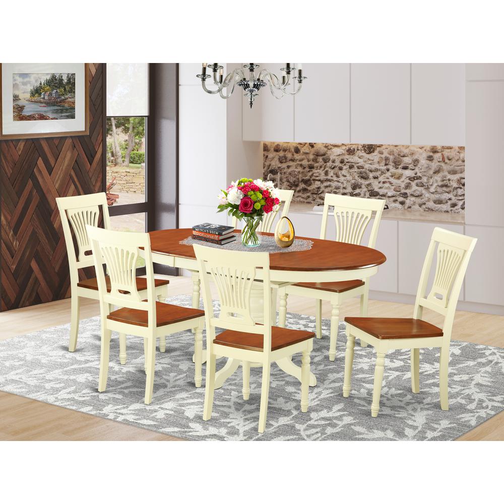7  Pc  Dining  set-Oval  Table  with  leaf  and  6  Dining  Chairs. Picture 1