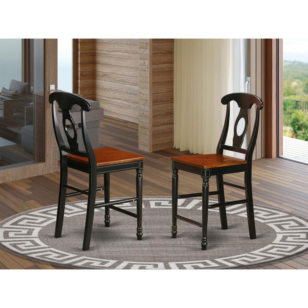 Kenley  Counter  Height  Stools  With  Wood  Seat  In  Black  and  Cherry  Finish,  Set  of  2. The main picture.