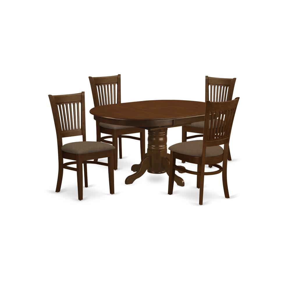 KEVA5-ESP-C 5 Pc set Kenley Kitchen Table with a Leaf and 4 Fabric Seat Chairs. Picture 1