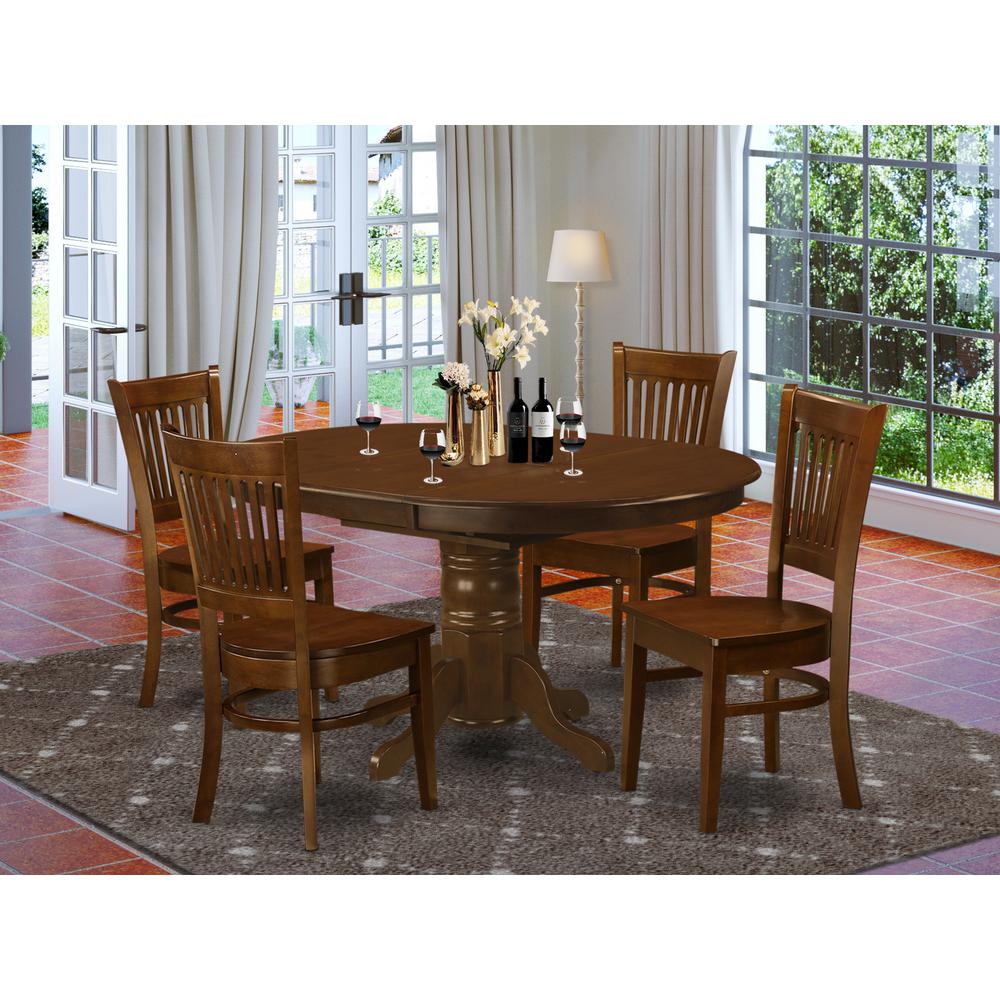 5  Pc  set  Kenley  Dining  Table  with  a  Leaf  and  4  Wood  Kitchen  Chairs. Picture 1