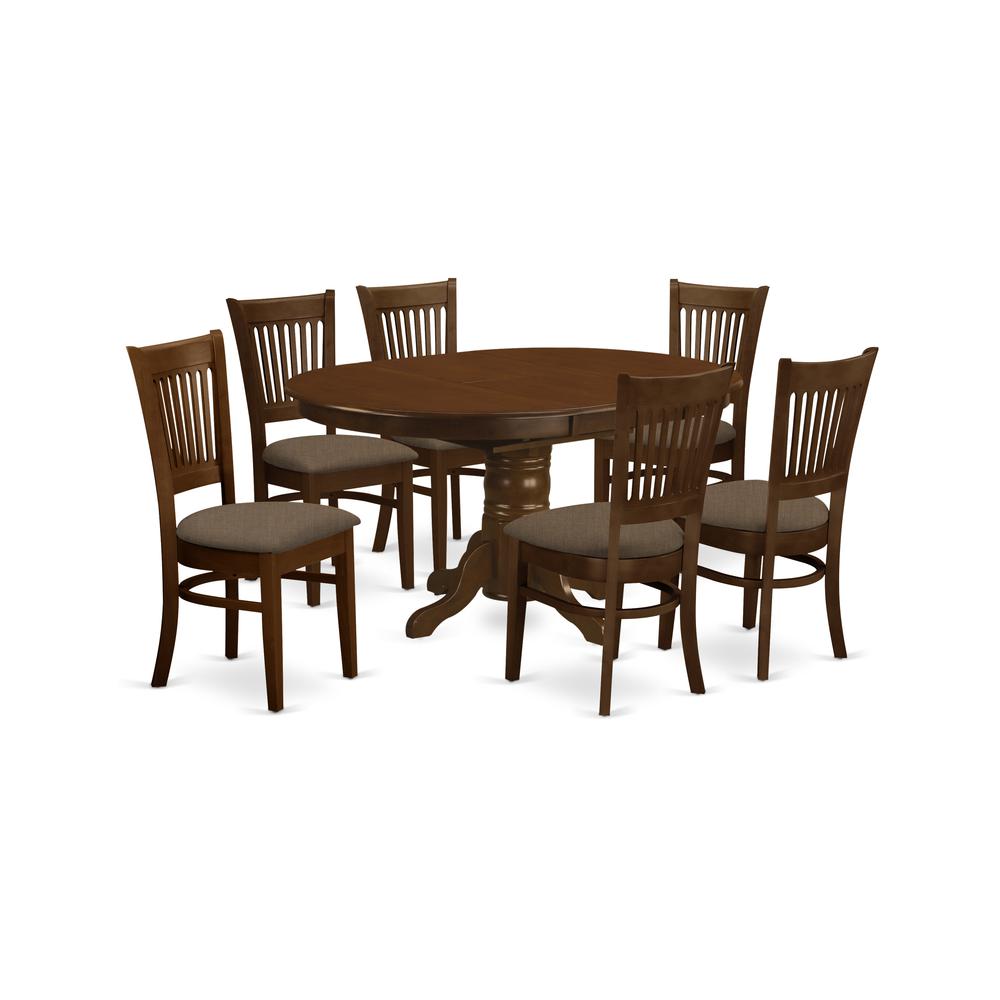 KEVA7-ESP-C 7 Pc set Kenley with a 18" Leaf and 6 Cushion Dinette Chairs. The main picture.