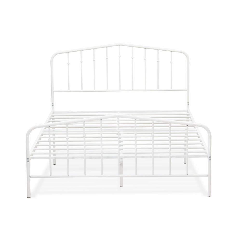 Kemah Queen Platform Bed with 4 Metal Legs - Magnificent Bed in Powder Coating White Color. Picture 3