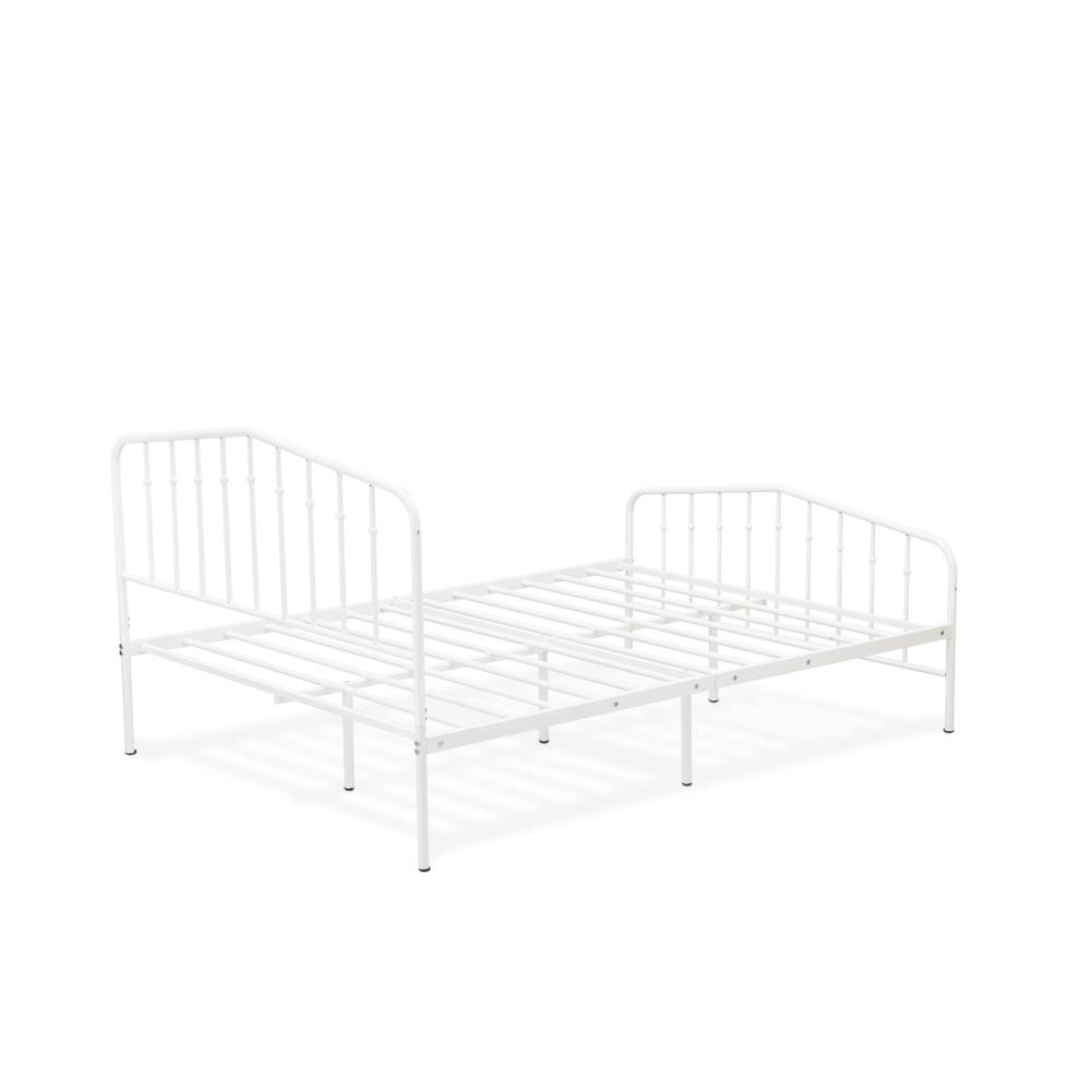 Kemah Queen Platform Bed with 4 Metal Legs - Magnificent Bed in Powder Coating White Color. Picture 6