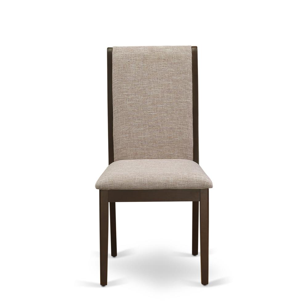 9-piece dinette set with Chair’s Legs and Light Tan Linen Fabric. Picture 7