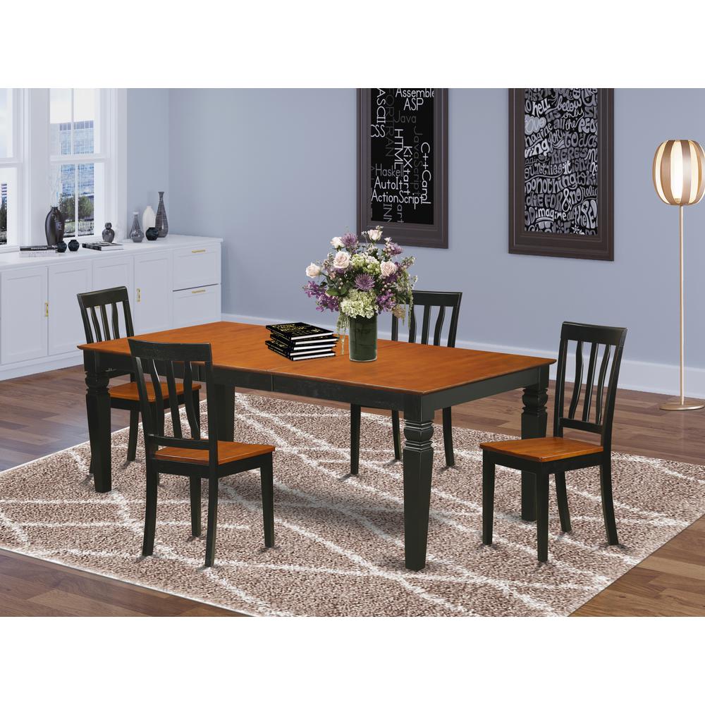 5  Pc  Dinette  Table  set  with  a  Dining  Table  and  4  Dining  Chairs  in  Black  and  Cherry. Picture 1