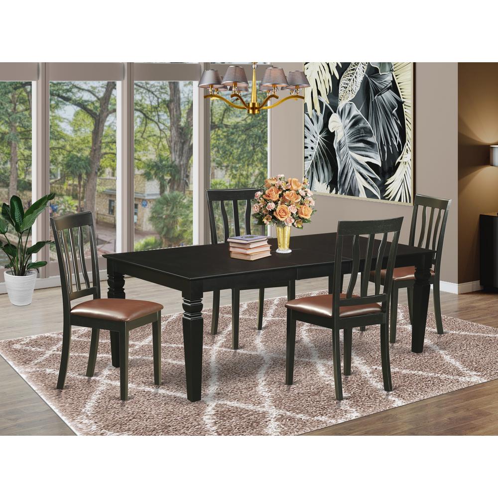 5  Pc  Kitchen  table  set  with  a  Kitchen  Table  and  4  Leather  Dining  Chairs  in  Black. Picture 1