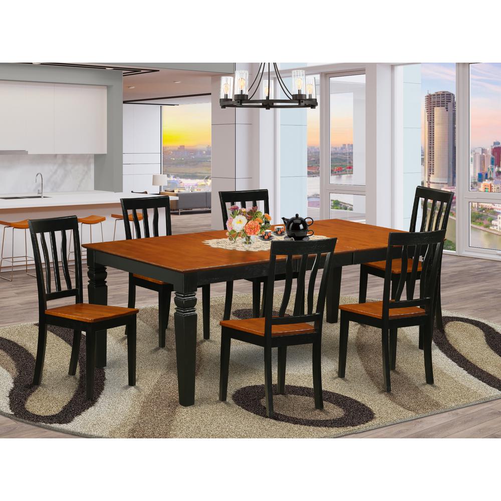 7  Pc  Dining  room  set  with  a  Table  and  6  Kitchen  Chairs  in  Black  and  Cherry. Picture 1