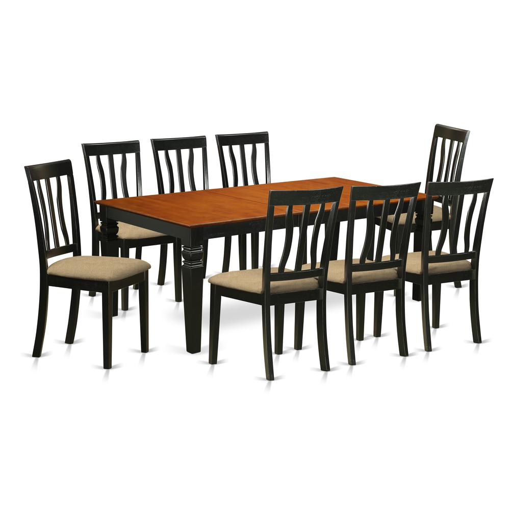 9  Pc  Dining  room  set  with  a  Dining  Table  and  8  Dining  Chairs  in  Black  and  Cherry. Picture 1