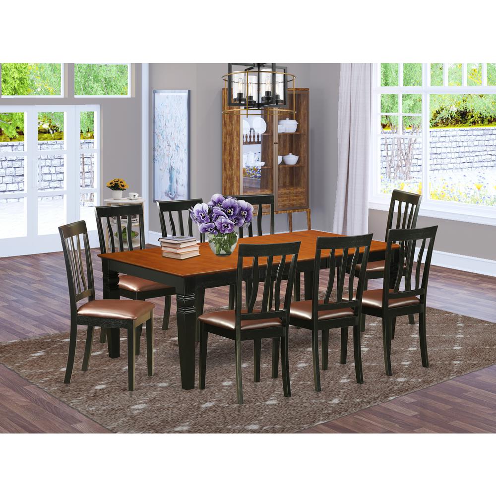 9  PcKitchen  Table  set  with  a  Dining  Table  and  8  Kitchen  Chairs  in  Black  and  Cherry. Picture 1