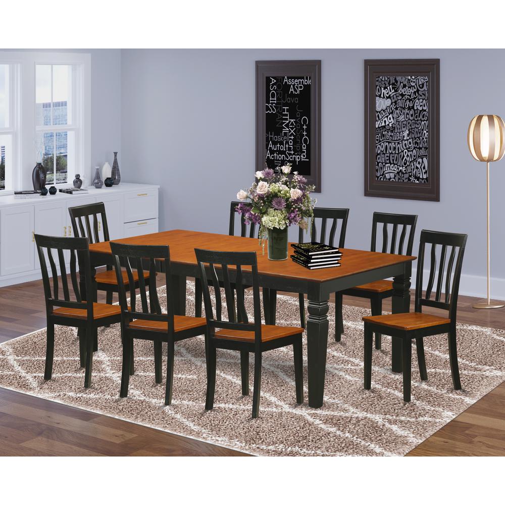 9  PcKitchen  dinette  set  with  a  Table  and  8  Dining  Chairs  in  Black  and  Cherry. Picture 1