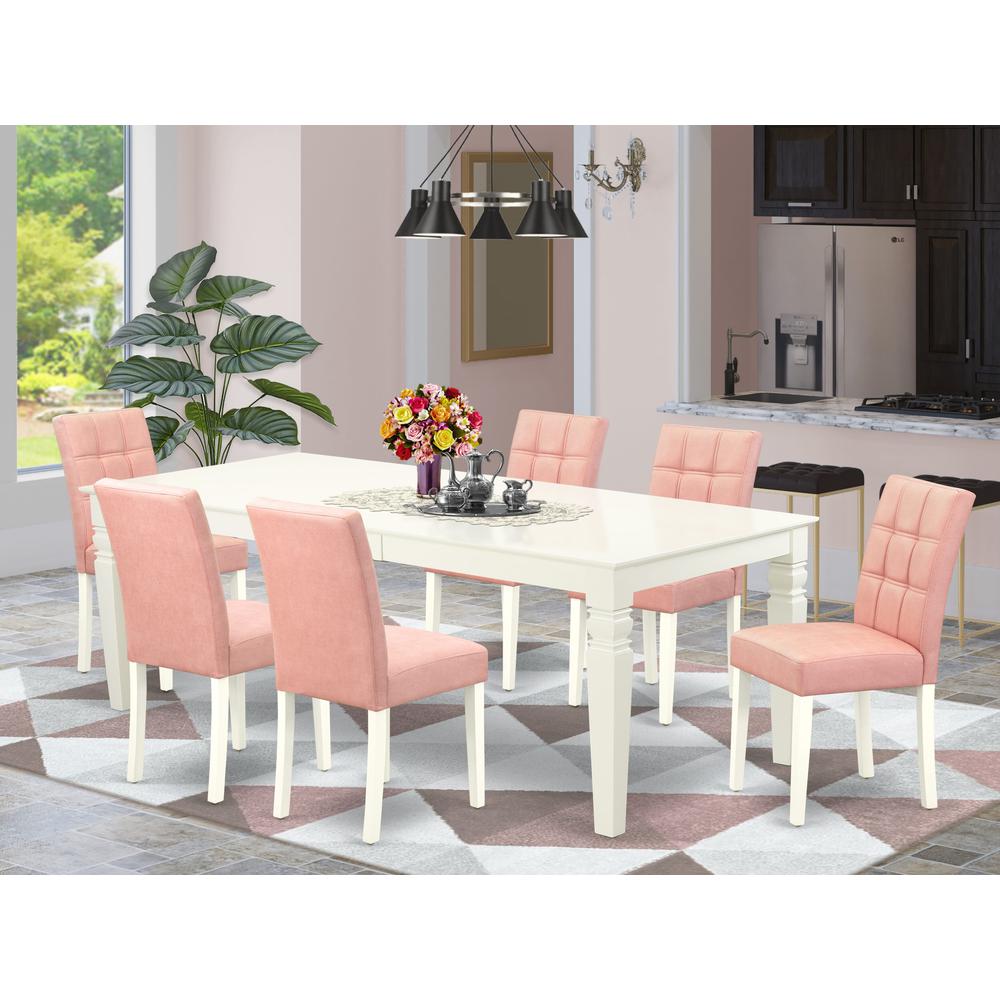 7 Piece Dining Table Set consists A Wooden Table. Picture 1