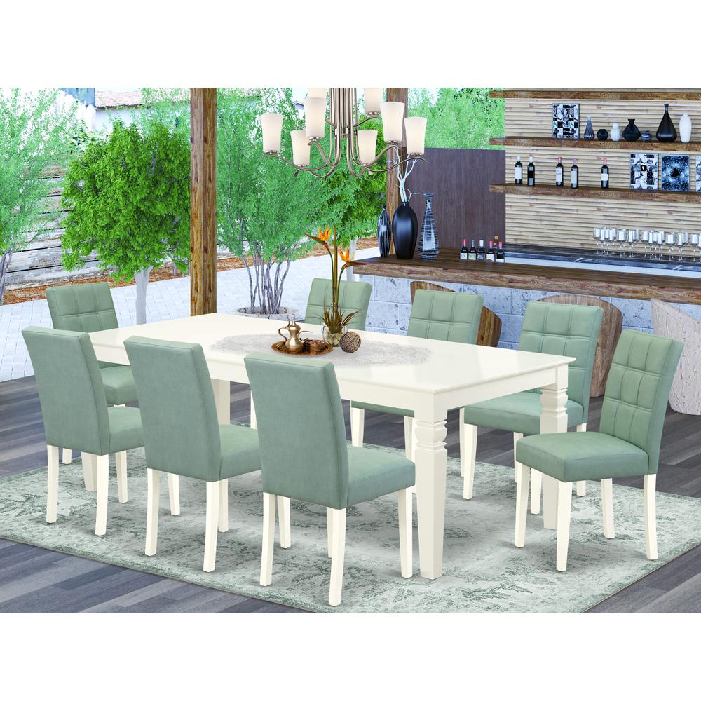 9 Piece Dining Room Set consists A Dinner Table. Picture 1