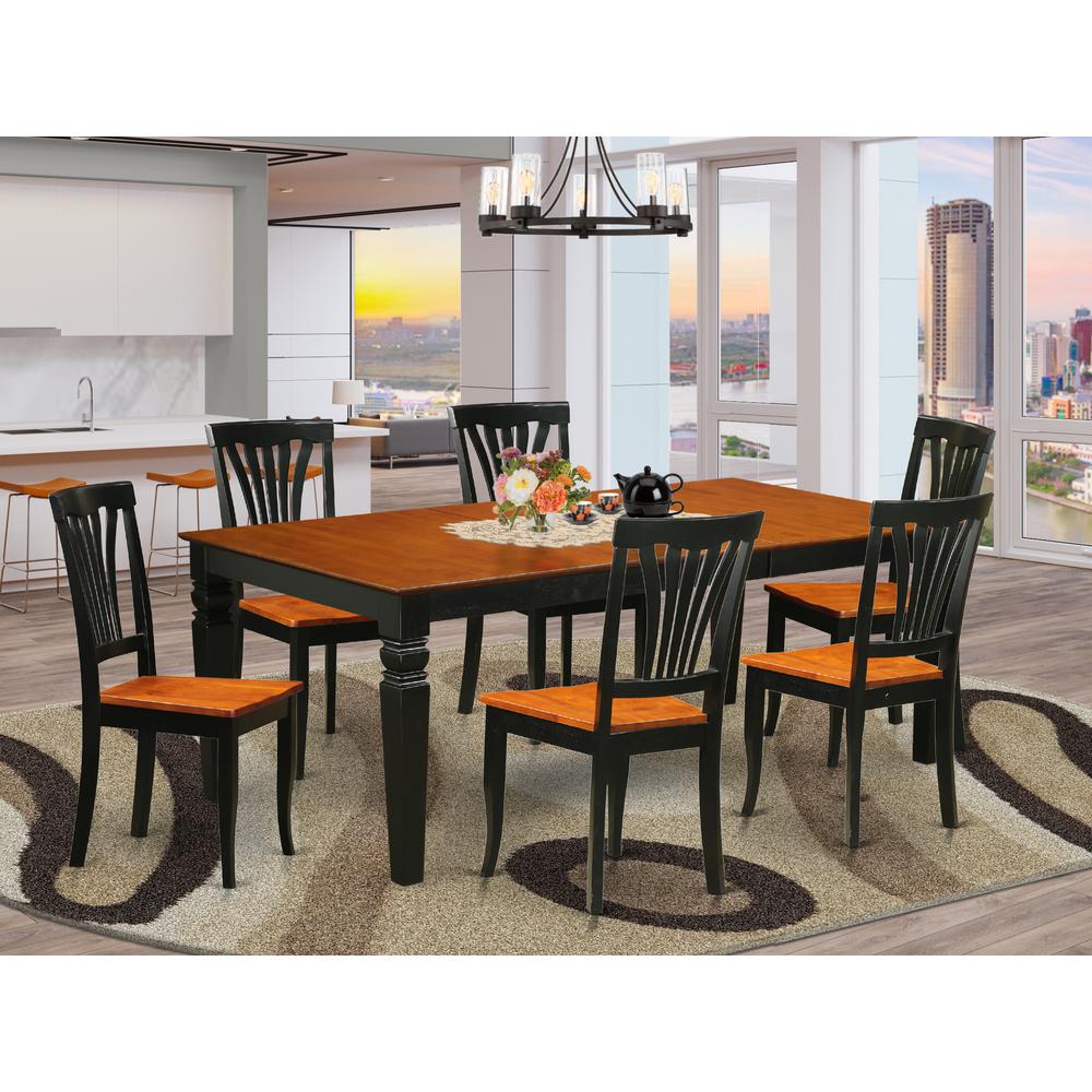 7  Pc  Dinette  set  with  a  Table  and  6  Dining  Chairs  in  Black  and  Cherry. Picture 1