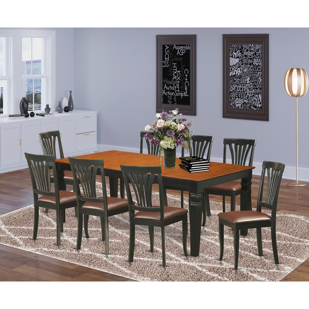 9  PcTable  set  with  a  Dining  Table  and  8  Dining  Chairs  in  Black  and  Cherry. Picture 1