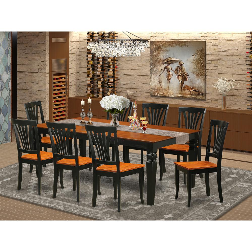 9  PC  Kitchen  dinette  set  with  a  Dining  Table  and  8  Dining  Chairs  in  Black  and  Cherry. Picture 1