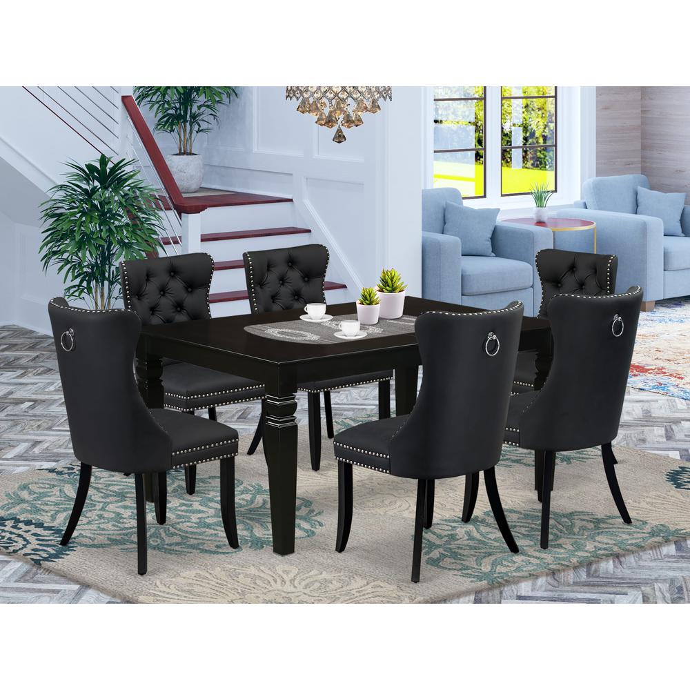 7 Piece Dinette Set Contains a Rectangle Kitchen Table with Butterfly Leaf. Picture 1
