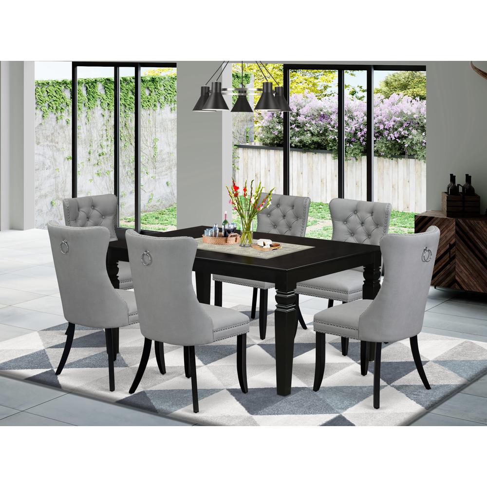 7 Piece Dining Table Set Contains a Rectangle Kitchen Table with Butterfly Leaf. Picture 1