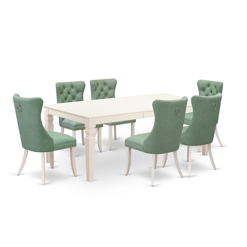 7 Piece Dining Table Set Contains a Rectangle Kitchen Table with Butterfly Leaf. Picture 5