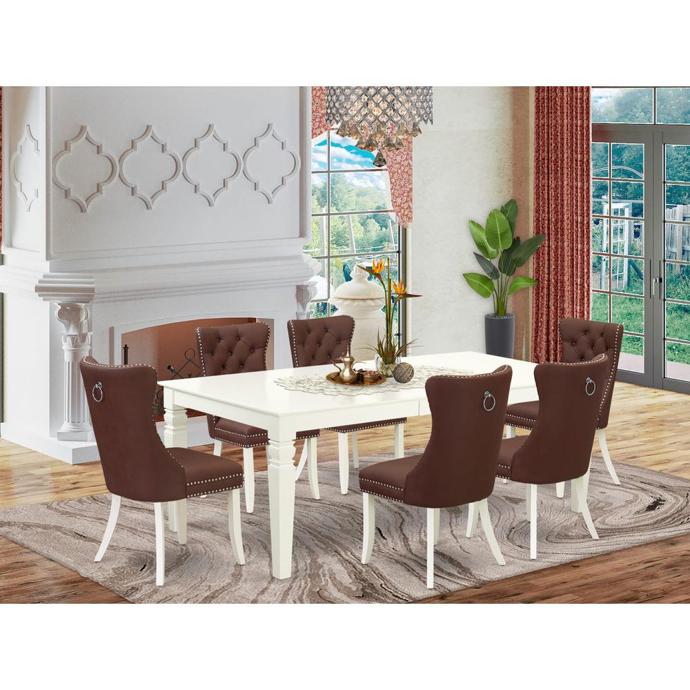 7 Piece Dining Set Contains a Rectangle Kitchen Table with Butterfly Leaf. Picture 1