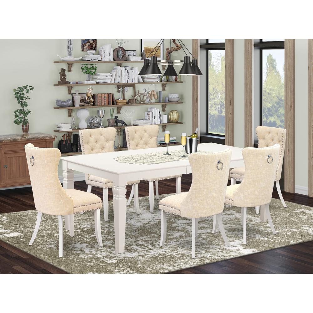 7 Piece Dinette Set Contains a Rectangle Dining Table with Butterfly Leaf. Picture 1