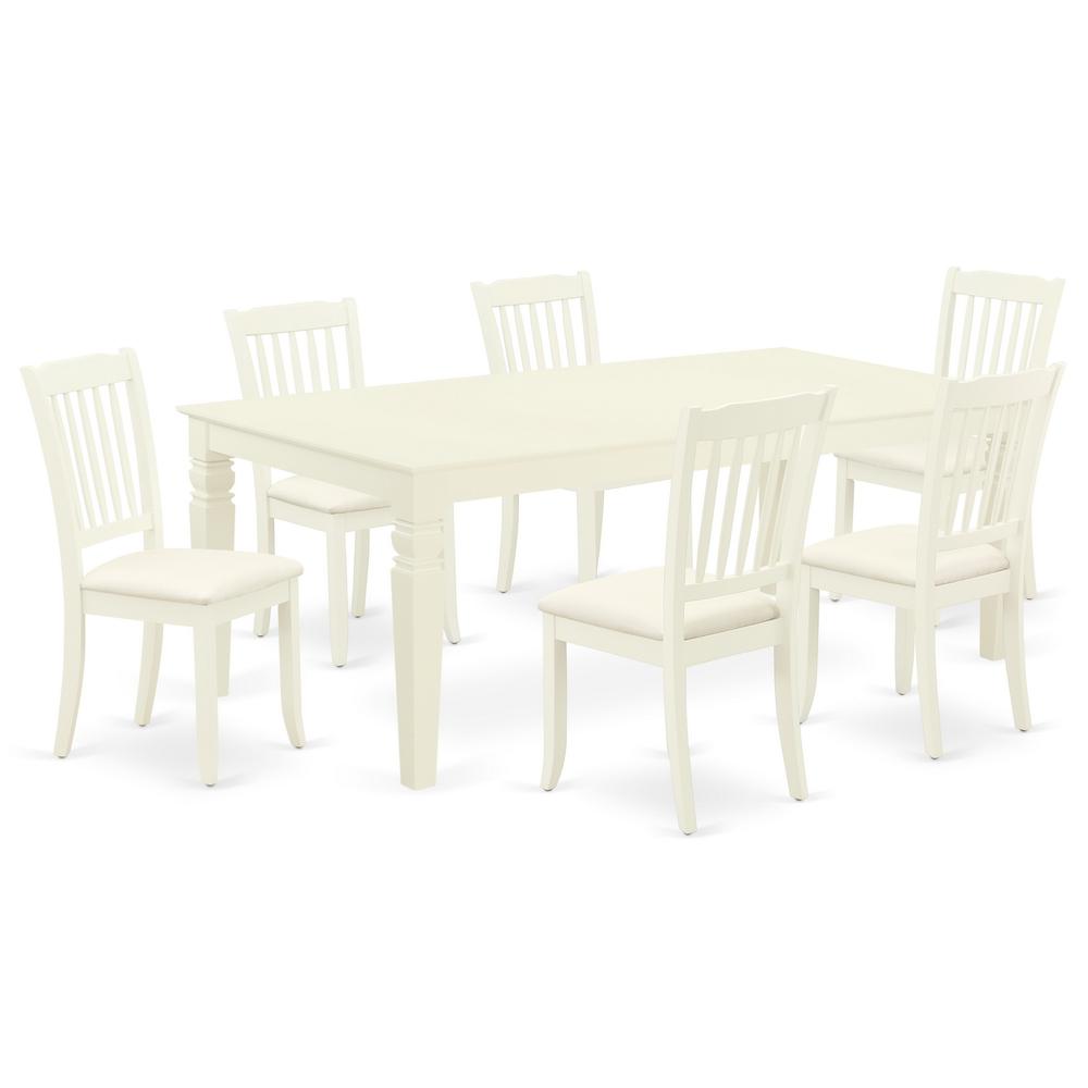 Dining Room Set Linen White, LGDA7-LWH-C. Picture 1