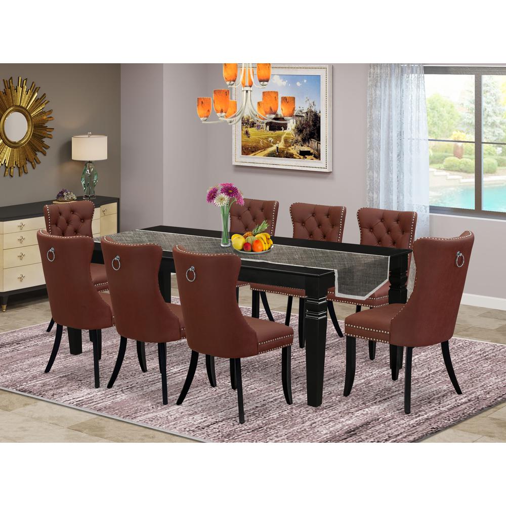 9 Piece Kitchen Set Consists of a Rectangle Dining Table with Butterfly Leaf. Picture 1