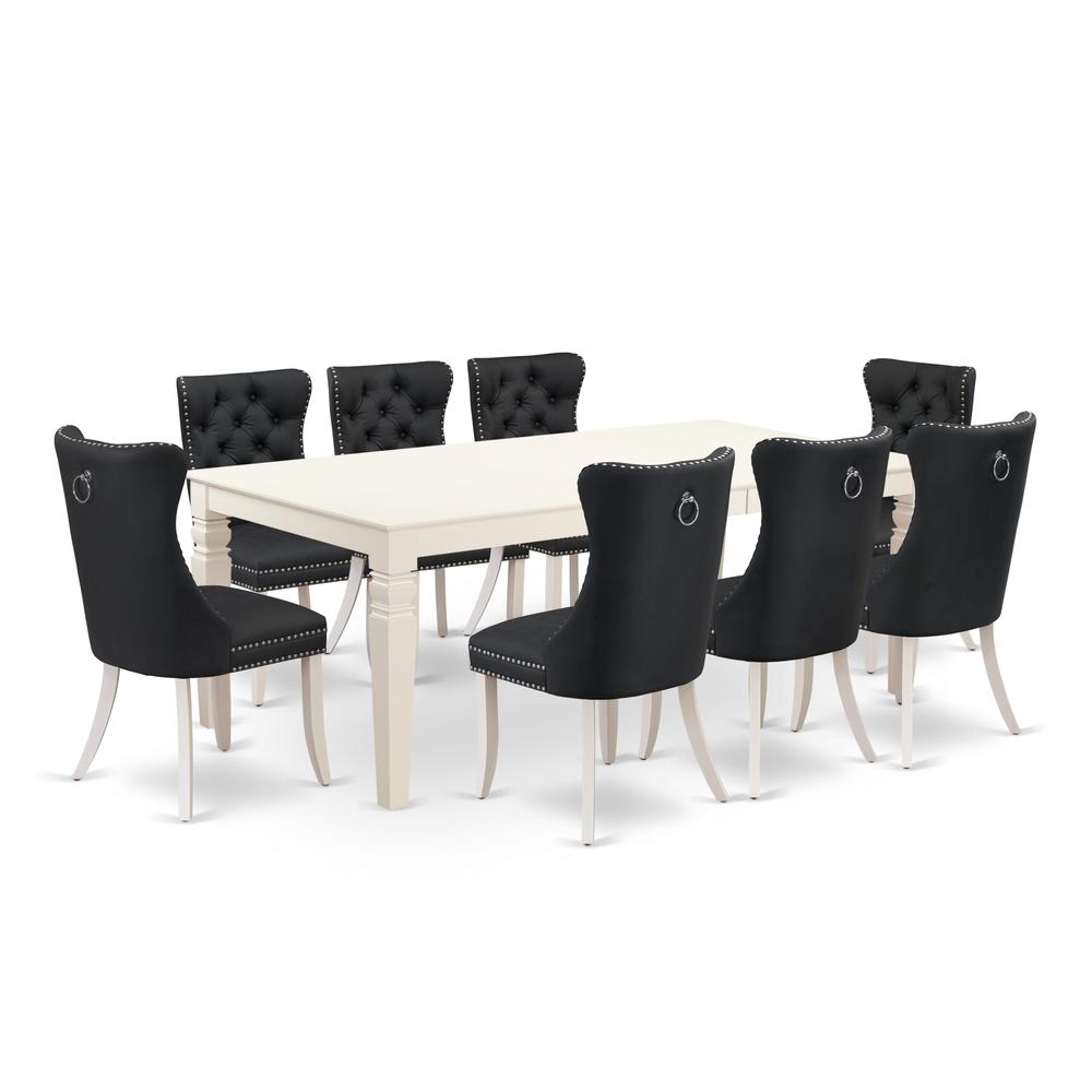 9 Piece Dining Table Set Contains a Rectangle Kitchen Table with Butterfly Leaf. Picture 5