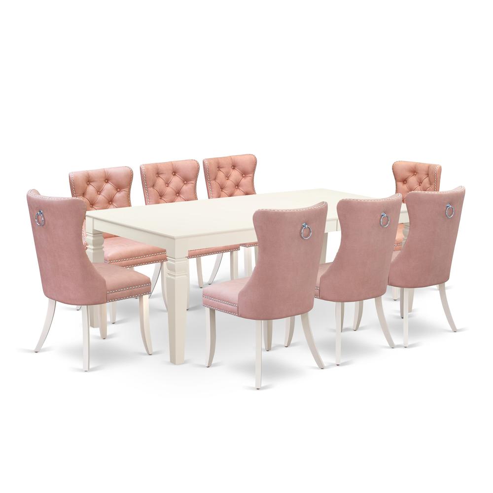 9 Piece Kitchen Set Contains a Rectangle Dining Table with Butterfly Leaf. Picture 5