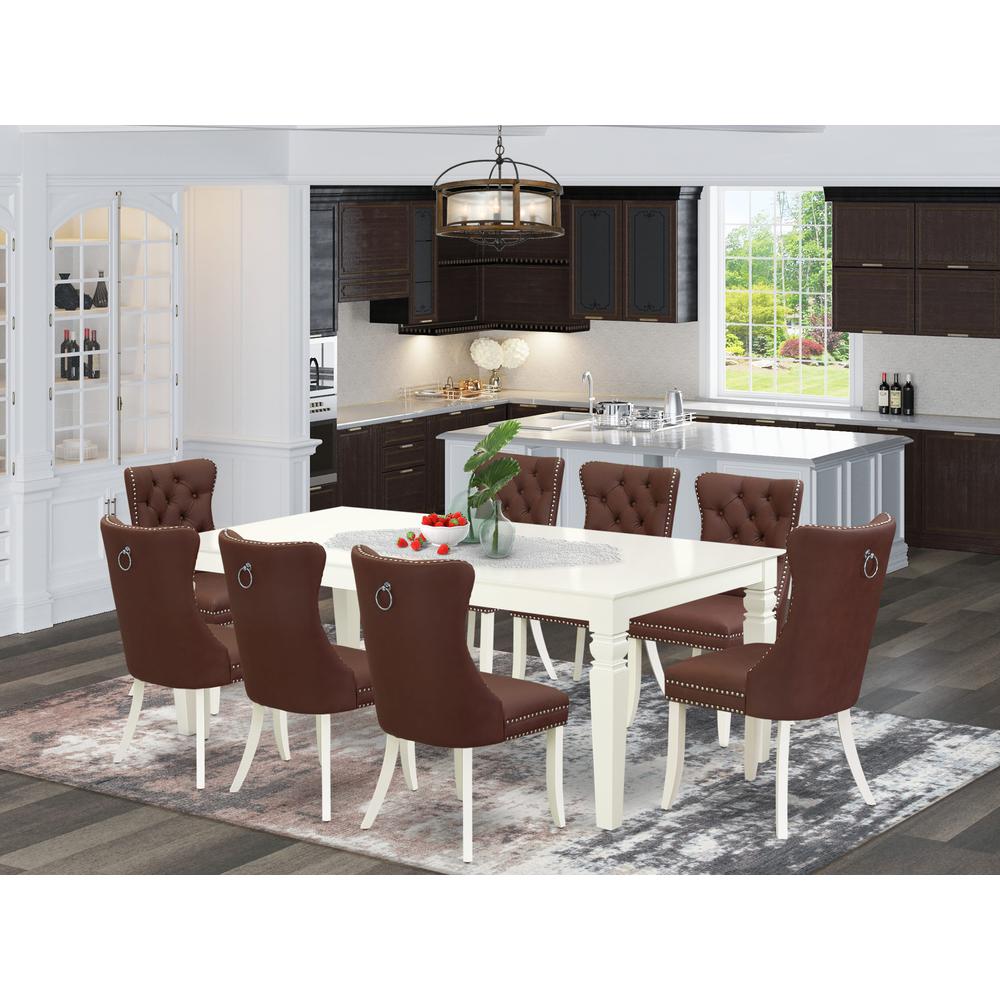 9 Piece Kitchen Table Set Consists of a Rectangle Dining Table. Picture 1