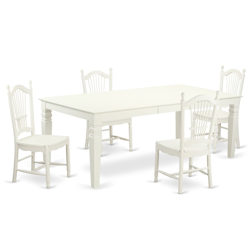 5  PC  Kitchen  Table  set  with  a  Table  and  4  Dining  Chairs  in  Linen  White. Picture 1