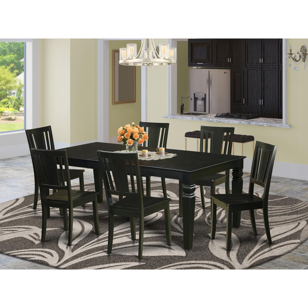 7  Pc  Dinette  set  with  a  Dining  Table  and  6  Wood  Kitchen  Chairs  in  Black. Picture 1