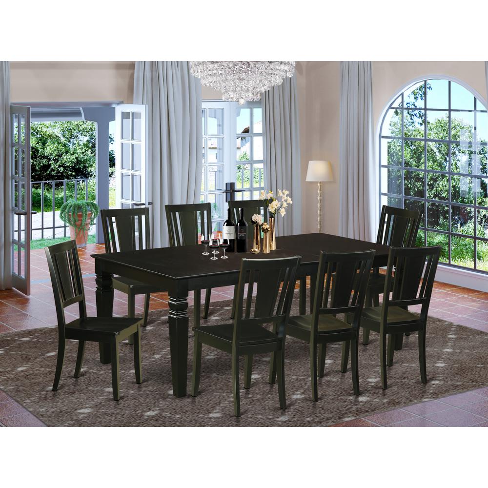 9  Pc  Dinette  set  with  a  Dinning  Table  and  8  Wood  Kitchen  Chairs  in  Black. Picture 1