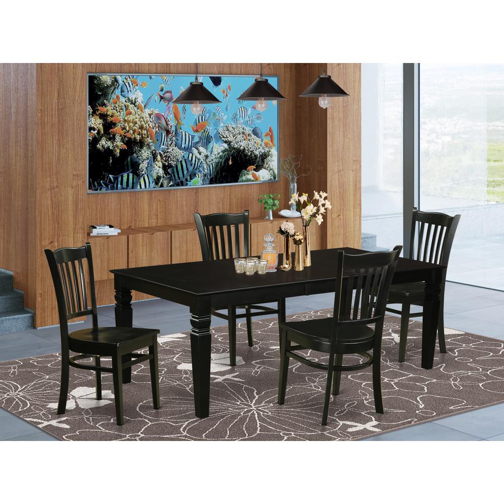 5  Pc  Dining  Room  set  with  a  Dinning  Table  and  4  Wood  Kitchen  Chairs  in  Black. Picture 1