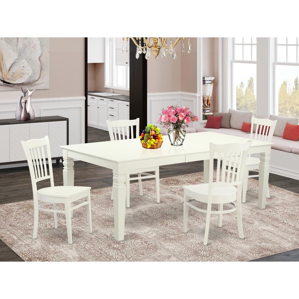 5  Pc  Kitchen  Table  set  with  a  Table  and  4  Dining  Chairs  in  Linen  White. Picture 1