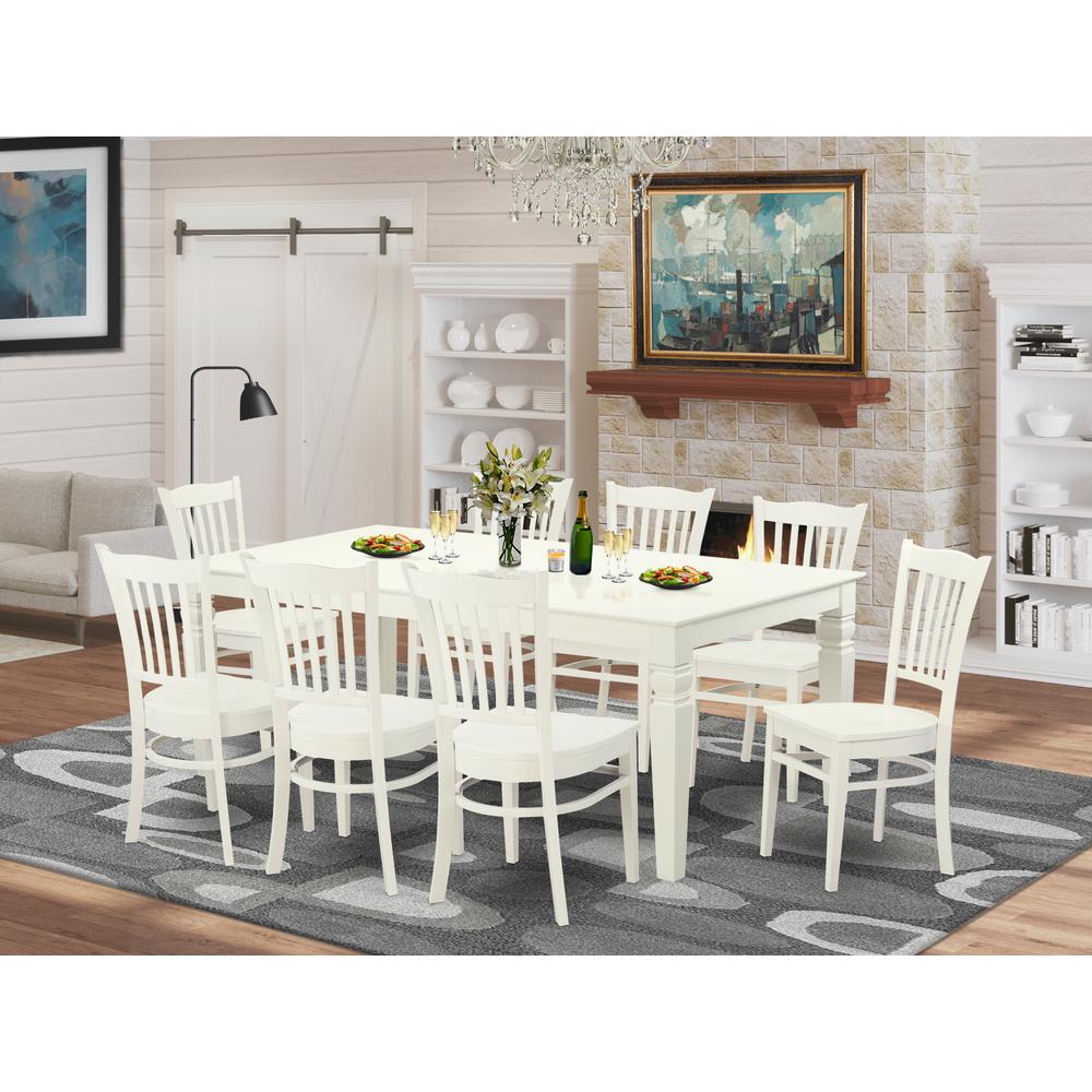 9  Pc  Dinette  set  with  a  Dining  Table  and  8  Kitchen  Chairs  in  Linen  White. The main picture.