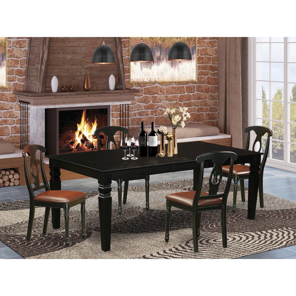 5  Pc  Dining  Room  set  with  a  Kitchen  Table  and  4  Leather  Dining  Chairs  in  Black. Picture 1